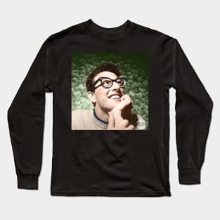 Buddy Holly - 1958 Colorized Sticker Long Sleeve T-Shirt